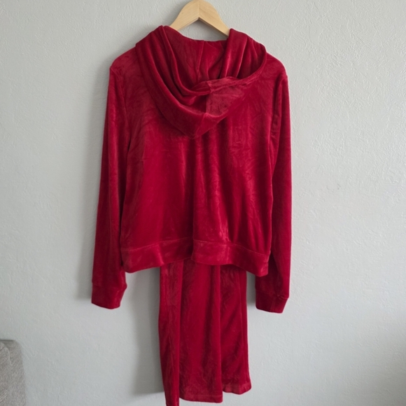 Juicy Couture Womens Red Velour Track Suit Set Hooded Jacket Jogger Pants Sz XXL - Picture 5 of 12